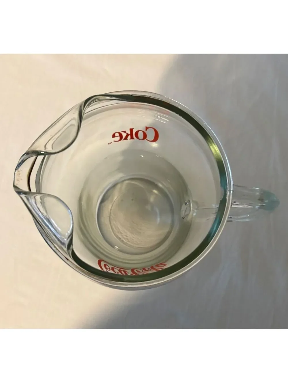 Vintage 1980s Coca-Cola Clear Glass 64oz Pitcher with Ice Lip Spout